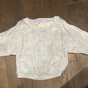 7 For All Mankind Blue Blouse Relaxed Fit Dolman Sleeves